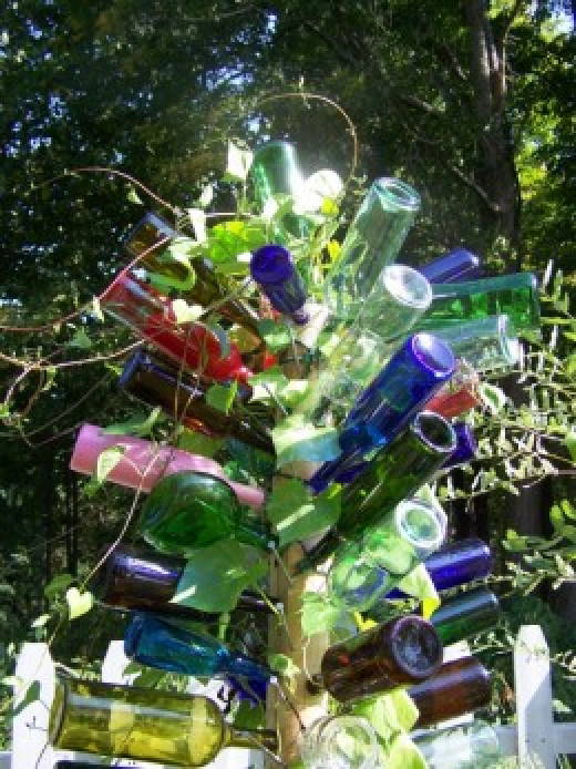 A Bottle Tree For My Garden "Reuse of Junk" How To Make A Bottle Tree