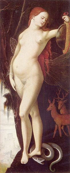 Frau mit Spiegel und Schlange (Vanitas?) by Hans Baldung ... Vanity/Pride