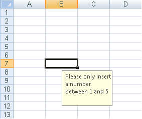 Configurable Input Message when a cell is selected in Excel 2007 and Excel 2010.