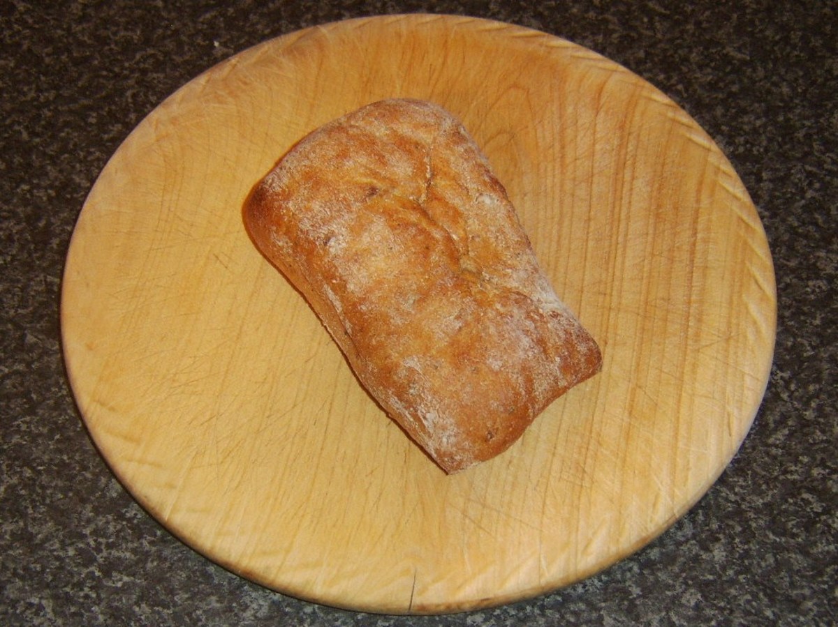 Sun dried tomato ciabatta bread roll