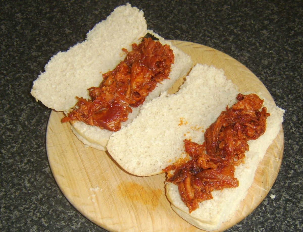 Shredded ham is refried in spicy szechuan tomato sauce and served on sub rolls