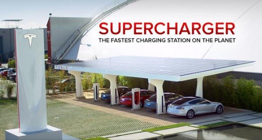 The stations that Tesla is building all over.