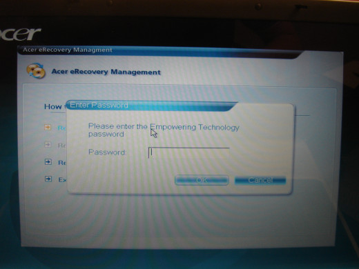 eRecovery asking password.