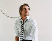 man on a leash