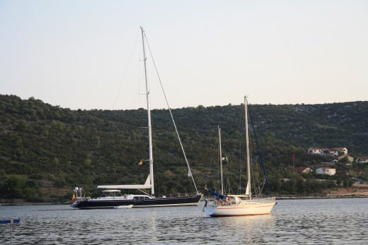 Motorboats, Yachts, come to visit Vinisce, Croatia