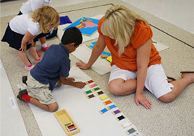 Tulsa Montessori students at work, learning.