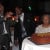 A 60th chocolate, wedding anniversary cake was presented for the couple to cut and share with each other and their guests.