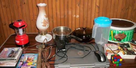 Table of Garage Sale Items