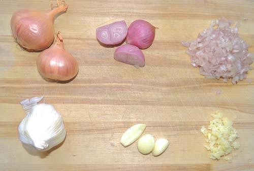 Meantime, prep your shallots and garlic--dicing fine...