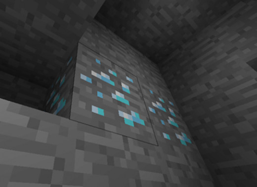 Diamond ore in its natural environment. This ore must be mined with either an iron or diamond pickaxe.