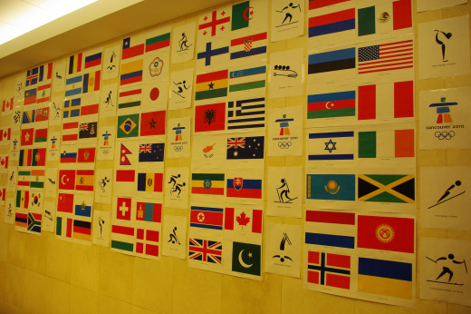 Can you identify flags showing crescent and star at 2010 Winter Olympics at Vancouver, Canada?