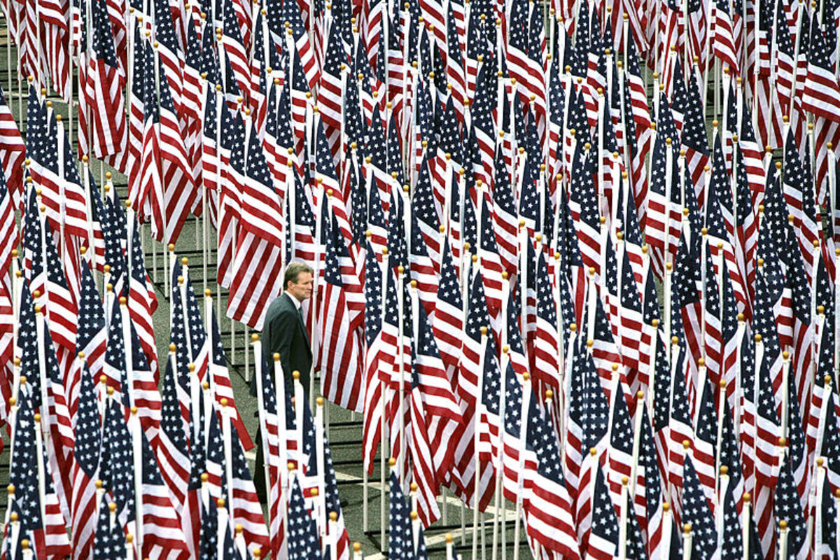 Healing Field flag display near the Pentagon Memorial.