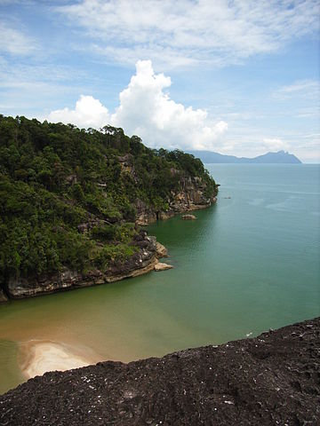 Aerial view of the coast of Bako National Park, Sarawak