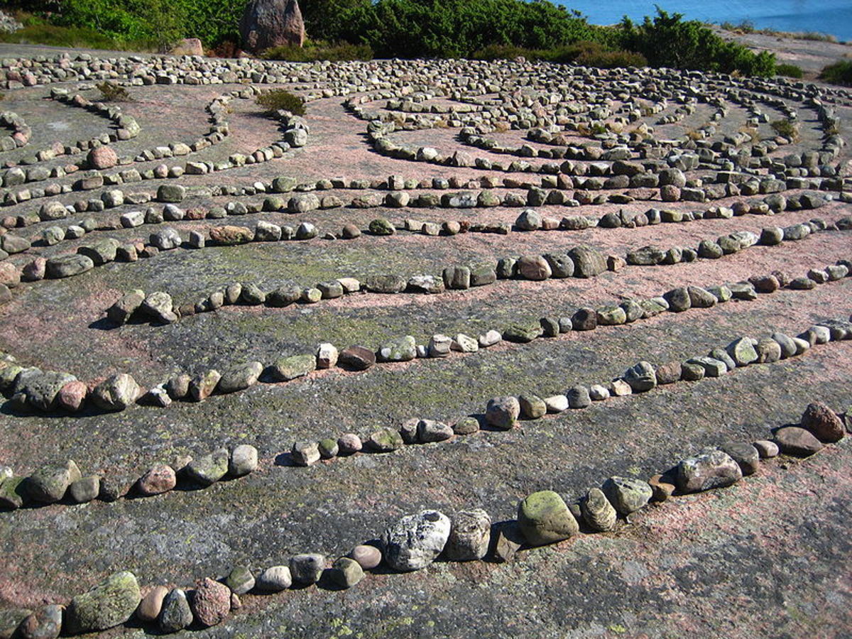 Stone labyarinth on Bla Jungfrun (Blue Virgin) Island, Sweden.