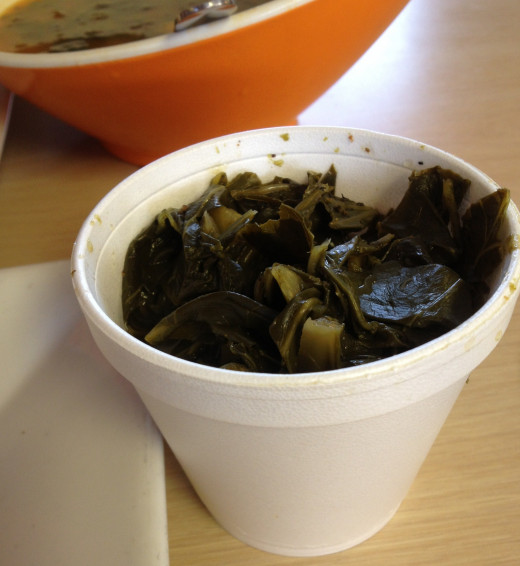 The collard greens are a delightful add to any meal. 