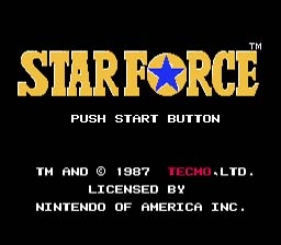 Star Force menu screen on the Nintendo Entertainment System