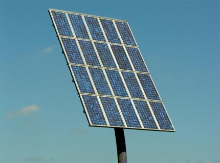 Solar panels convert sunlight into electricity.