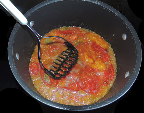 mash with a utensil