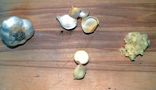 left to right, garlic prep. Set aside.