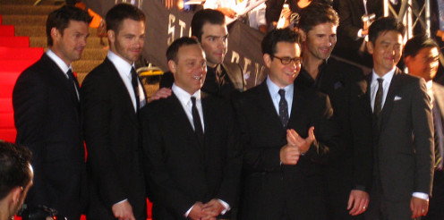 New Cast members and Director from left to right: Urban, Pine, Burk, Quinto, Abrams, Bana and Cho. Premier in Sydney AU.