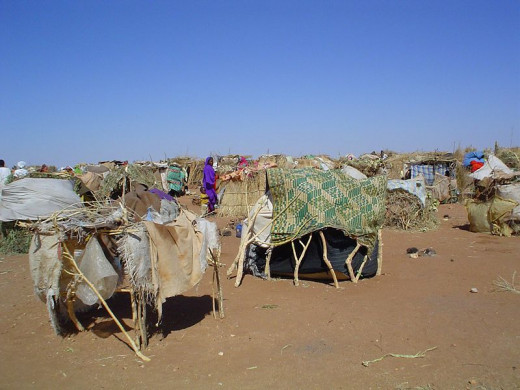 These people were displaced from their homes by the ongoing conflict in Darfur, which arose partly down to recent climate change.