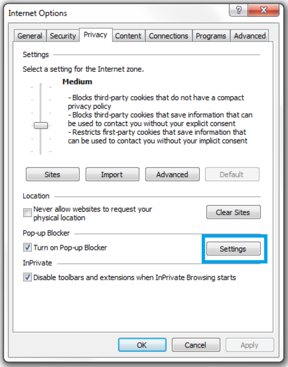 Image result for how to turn on pop-up blocker in Internet Explorer