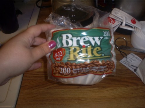 I prefer using generic coffee filters because these come in packages of 200 and work just as well as the name brand variety.