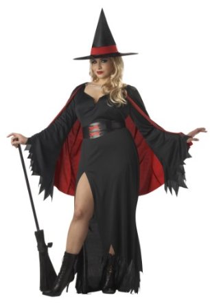 California Women's Scarlet Witch Plus Size Costume Black & Red Color