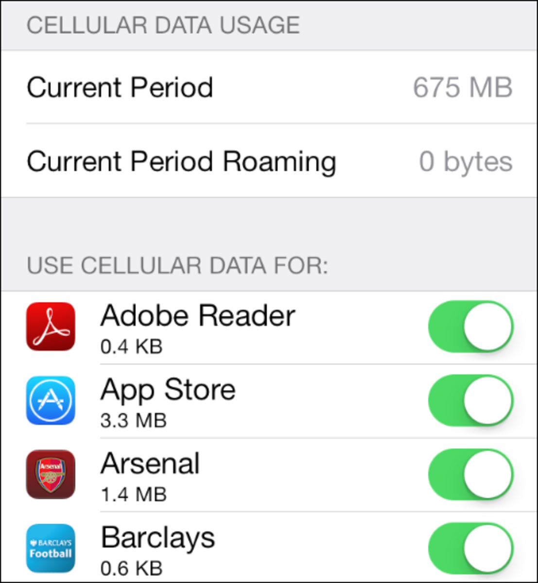 Cellular  data usage feature in IOS 7