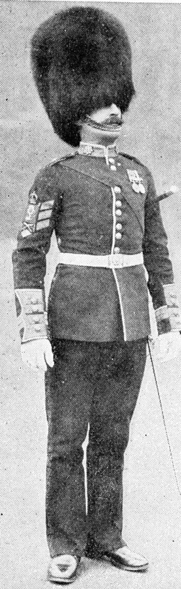 A Coldstream Guard in parade uniform