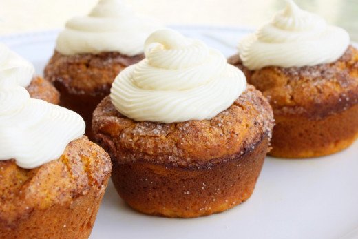 Make your own pumpkin spice muffins with cream cheese frosting.