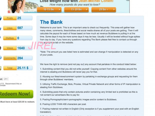 This is how your bank looks like Take note of the Likes, dislikes, comments, views and number of posts