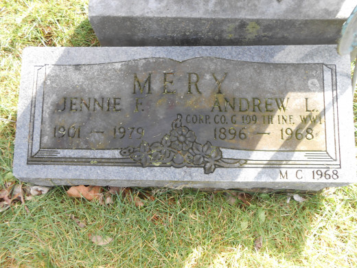 Tombstone of John Mery's biological son, Andrew Leo Mery