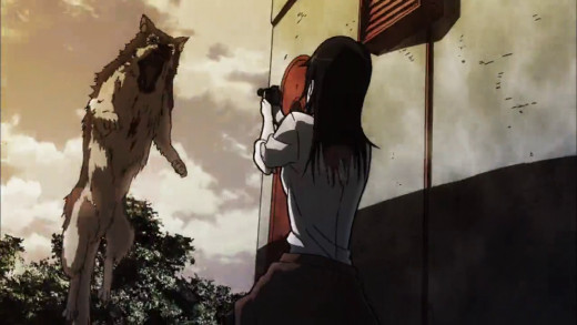Ibara Naruse has a run-in with a feral dog in one of the few scenes that could be described as action.