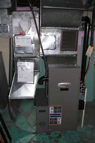 A residential gas furnace installed in 2007.