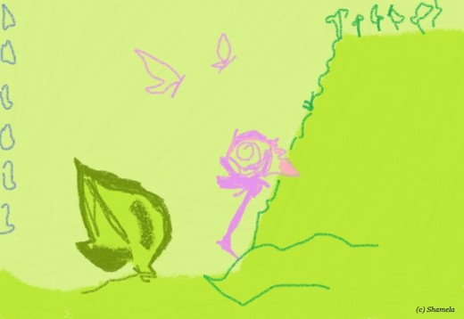  My drawing of a rose near a cliff. 