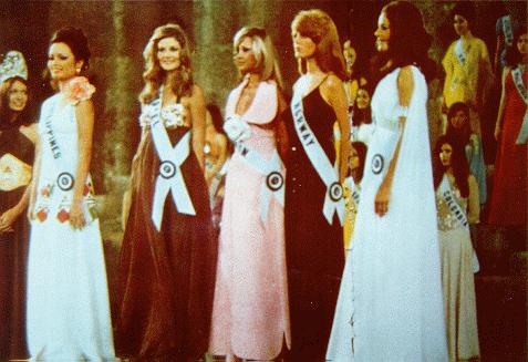 Miss Margie Moran (leftmost), the Philippines' second Miss Universe, 1973