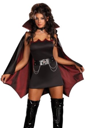 Fang Bangin' Fun Vampiress Sexy Costume - Short Dress With Cape