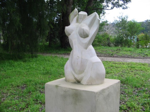 One of the nude statues that are scattered around the Sculpture Walk at Nowa Nowa