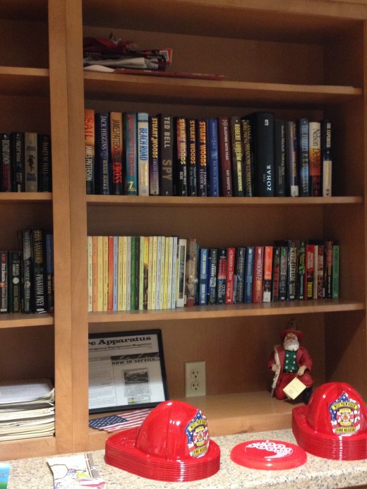 A full library is accessible to the firefighters.  
