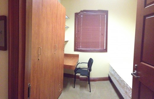 A typical bunk room where they can rest and get some sleep between calls. 