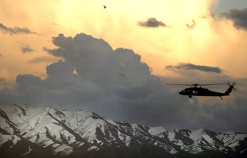 Photograph of a Black Hawk helicopter near Bagram, Afghanistan, March 2007 