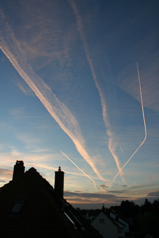 Contrails at dusk