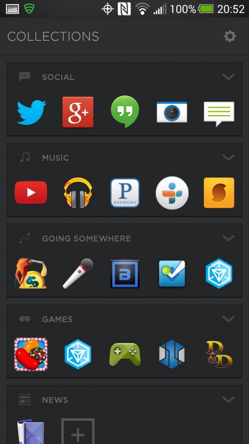 Categories (or "Collections") Screen. This is where the launcher auto-groups your apps. Though you can move them around.