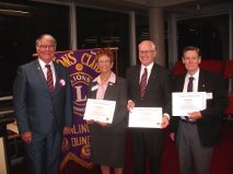 Here, I and two others, two from the local Lions Club and the lady and I from Toastmasters are thanked for judging a school childrens public speaking competition.