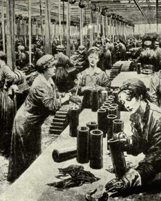 Factories were dominated by females during the war.