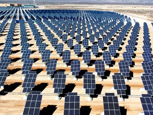 A field of solar panels.
