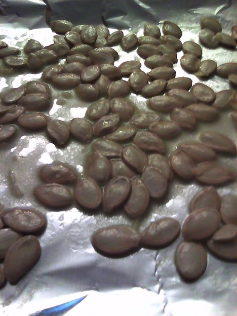 Raw pumpkin seeds before going in the oven