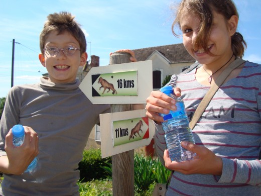Doing the "Woolf walk" in Mosnay, France.   Children like famous landmarks that is why they love doing the Woolf walk!
