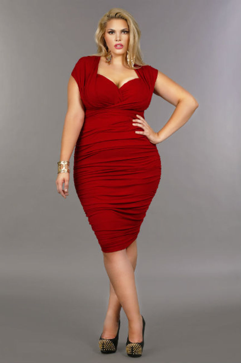 Marilyn Ruched Convertible Dress in Red. 